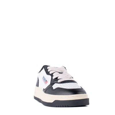 Autry Classic White Sneakers With Leather Detailing In Black