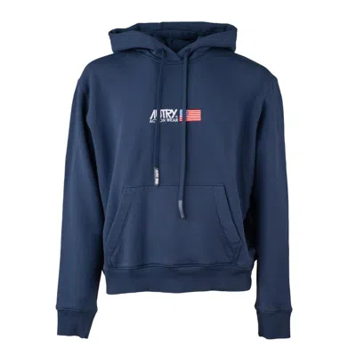 Shop Autry Blue Hooded Sweatshirt With Logo