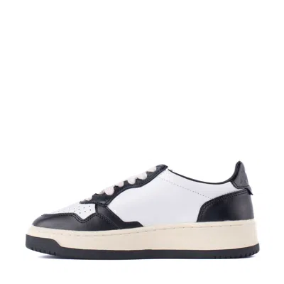 Autry Classic White Sneakers With Leather Detailing In Black