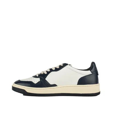 Shop Autry Blue White Two-tone Leather Low Medalist Sneakers In White, Blue