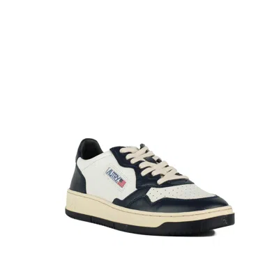 Shop Autry Blue White Two-tone Leather Low Medalist Sneakers In White, Blue