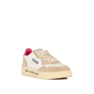 Shop Autry Fuchsia And White Suede And Leather Medalist Low Sneakers