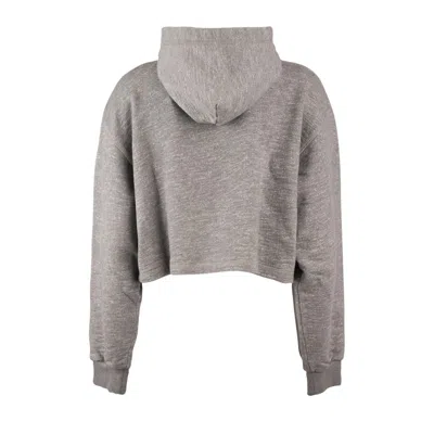 Shop Autry Gray Melange Cropped Cotton Jersey Hoodie