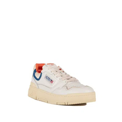 Shop Autry Sneakers Clc In White Leather Blue And Orange