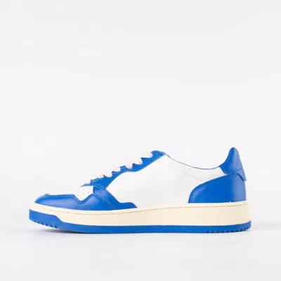 Shop Autry Two-tone Blue And White Leather Sneakers In White, Blue