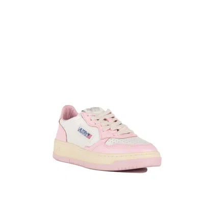 Shop Autry White And Pink Two-tone Leather Medalist Low Sneakers In White, Pink