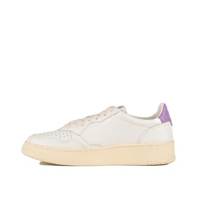 Shop Autry White And Lilac Leather Medalist Low Sneakers