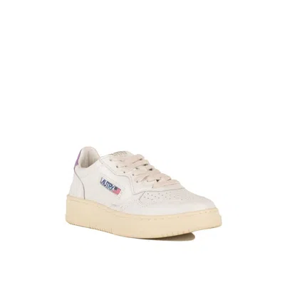 Shop Autry White And Lilac Leather Medalist Low Sneakers