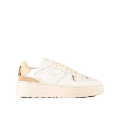 Shop Copenhagen Smooth Leather And Suede White And Beige Sneakers