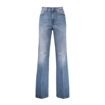 Shop Dondup Amber Wide Leg Jeans In Fixed Denim In Blue