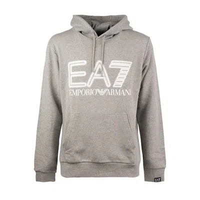 Shop Ea7 Emporio Armani Logo Series Hoodie In Gray Cotton