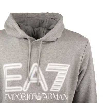 Shop Ea7 Emporio Armani Logo Series Hoodie In Gray Cotton