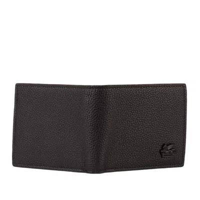 Etro Leather Wallet With Pegasus In Black