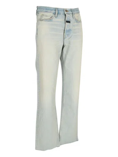 Fear Of God Logo-tag Mid-rise Straight-leg Jeans In Blue