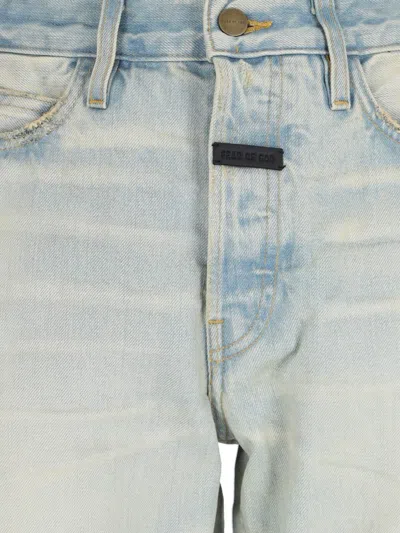 Fear Of God Logo-tag Mid-rise Straight-leg Jeans In Blue