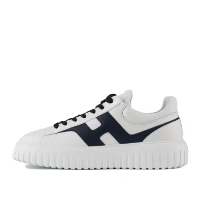 Shop Hogan White And Blue H-stripes Sneakers