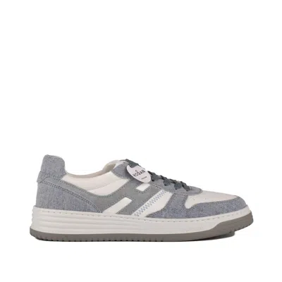 Shop Hogan White And Light Blue H630 Sneakers In Light Blue, White
