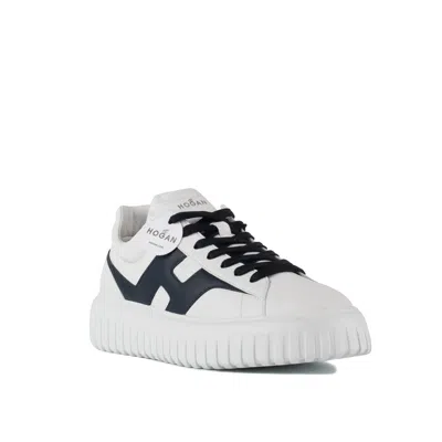 Shop Hogan White And Blue H-stripes Sneakers