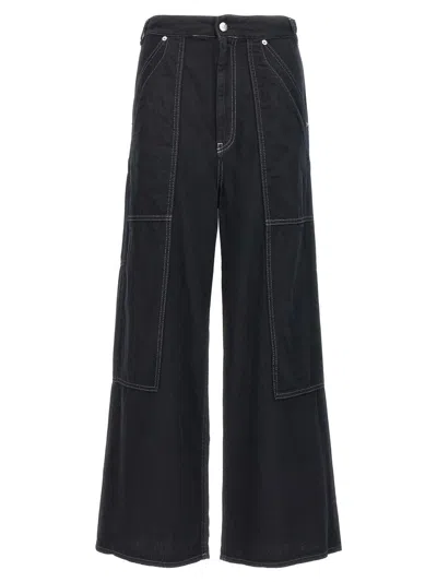 Shop Mm6 Maison Margiela Lurex Stitching Jeans In Black