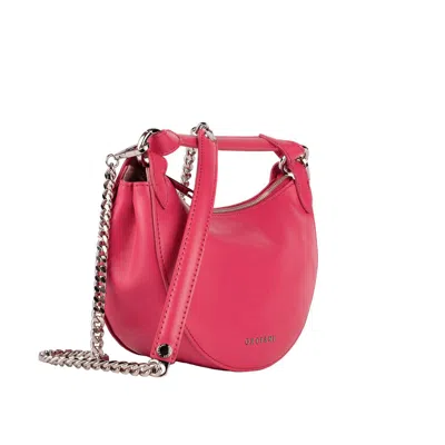Orciani Raspberry Leather Dumpling Mini Bag With Shoulder Strap In Fuchsia