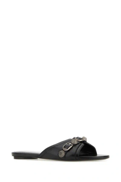 Balenciaga Open-toe Sandals With Decorative Buckle Detail In Black