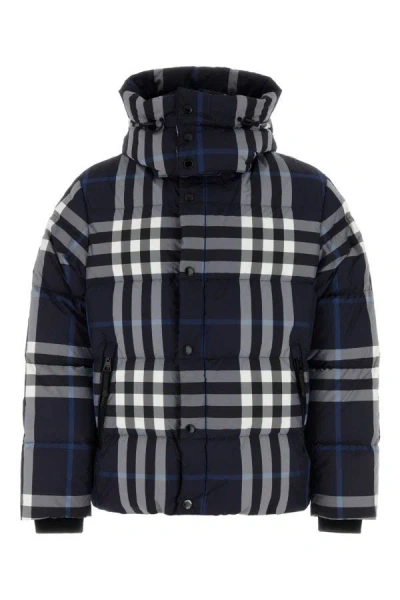 Shop Burberry Man Printed Polyester Down Jacket In Multicolor