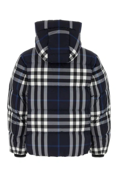 Shop Burberry Man Printed Polyester Down Jacket In Multicolor