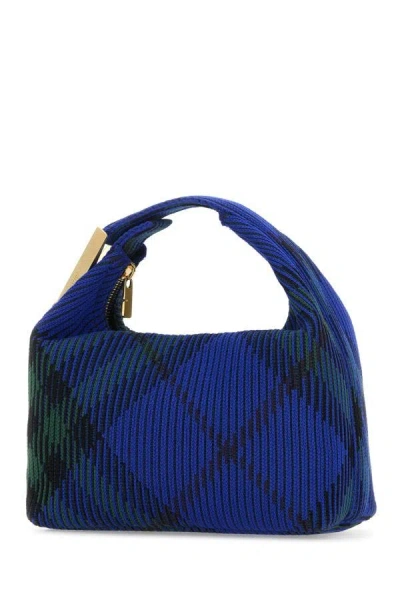 Shop Burberry Woman Embroidered Nylon Mini Peg Handbag In Multicolor