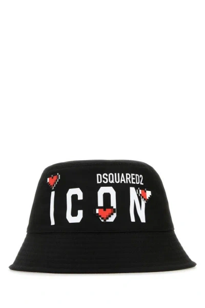Shop Dsquared2 Dsquared Woman Black Cotton Bucket Hat