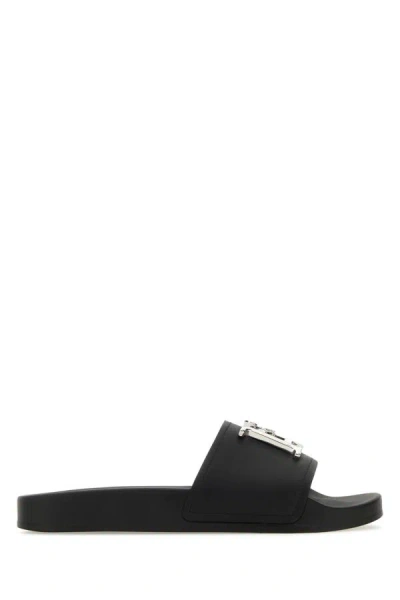 Shop Dsquared2 Dsquared Woman Black Leather D2 Statement Slippers