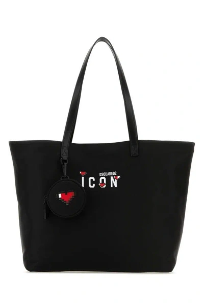 Shop Dsquared2 Dsquared Woman Black Nylon Icon Shopping Bag