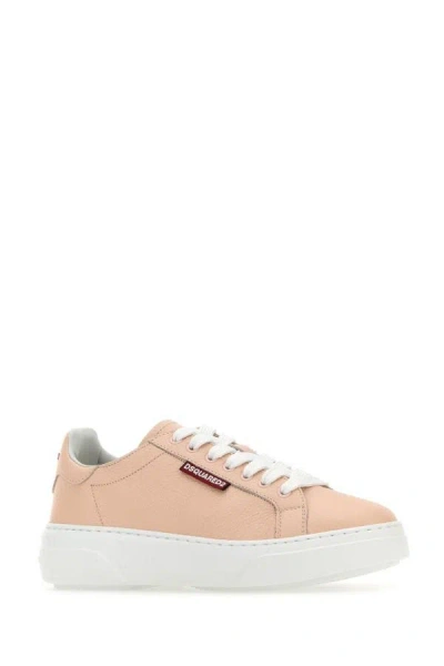 Shop Dsquared2 Dsquared Woman Light Pink Leather Bumper Sneakers