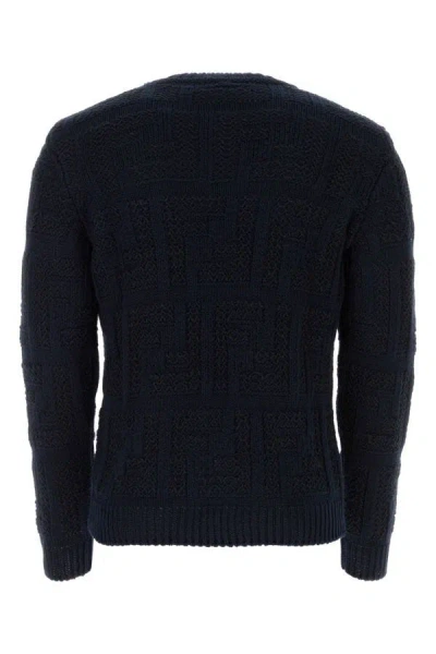 Shop Fendi Man Blue Cotton Blend Sweater