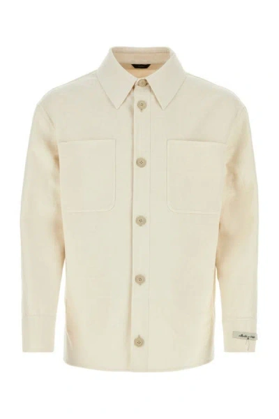 Shop Fendi Man Ivory Cotton Blend Shirt In White