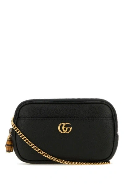 Shop Gucci Woman Black Leather Crossbody Bag