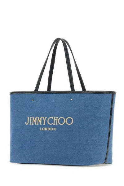 Shop Jimmy Choo Woman Denim Marli/s Shopping Bag In Blue