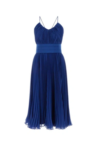 Max Mara Crepe Clarino Dress Spaghetti Straps In Blue