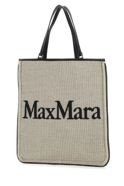 Shop Max Mara Woman Raffia Easybag Shopping Bag In Brown