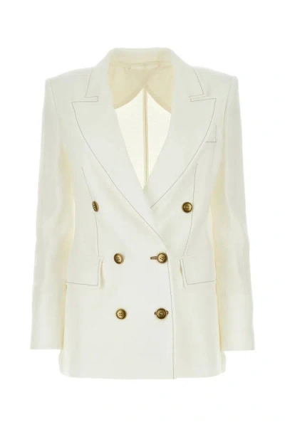 Shop Max Mara Woman White Linen Verace Blazer