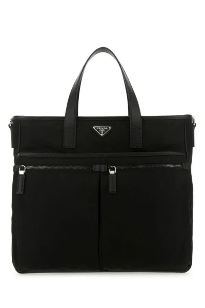 Shop Prada Man Black Nylon Handbag