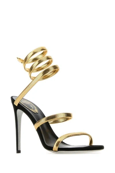 Shop René Caovilla Rene Caovilla Woman Gold Metal Juniper Sandals