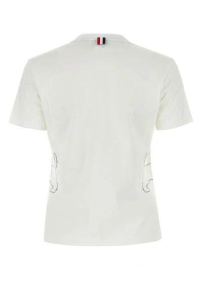 Thom Browne Cotton Crew Neck T-shirt With Graphic Print In White
