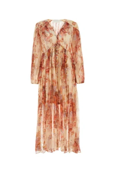 Shop Zimmermann Woman Printed Stretch Polyester Devi Dress In Multicolor