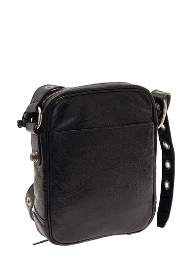 Shop Balenciaga 'le Cagole M' Black Shoulder Bag With Airpods Pro Case In Leather Man