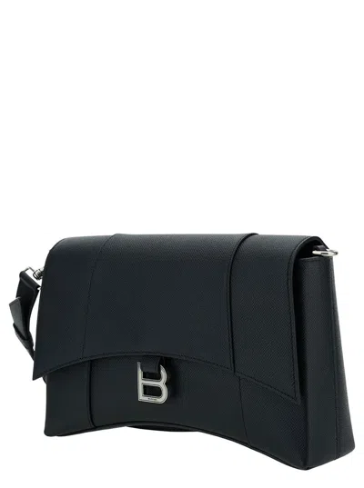 Shop Balenciaga 'messenger Downtown' Black Cross-body Bag With B Logo In Semi Matte Leather Man