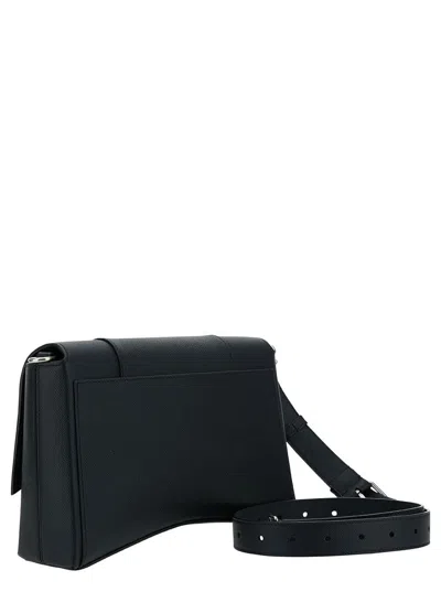 Balenciaga 'messenger Downtown' Black Cross-body Bag With B Logo In Semi Matte Leather Man In Black
