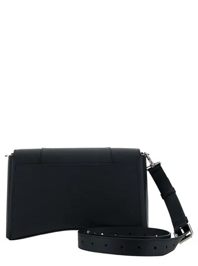 Balenciaga 'messenger Downtown' Black Cross-body Bag With B Logo In Semi Matte Leather Man In Black