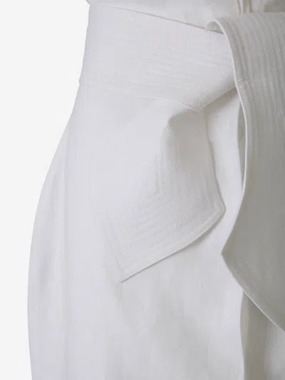 Shop Andres Otalora Linen Aguila Midi Dress In Textured Shoulder Pad Detail