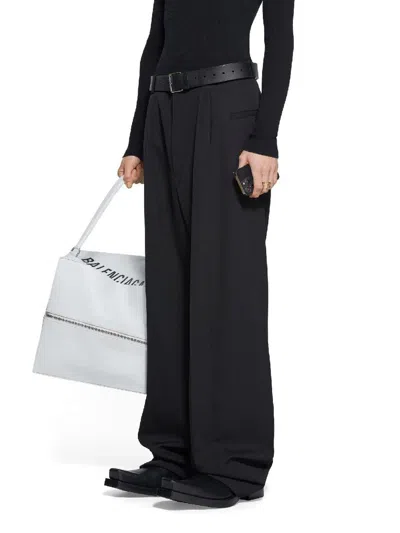 Shop Balenciaga Barathea Wool Trousers In Black