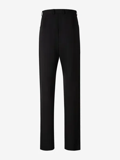 Shop Balenciaga Barathea Wool Trousers In Black